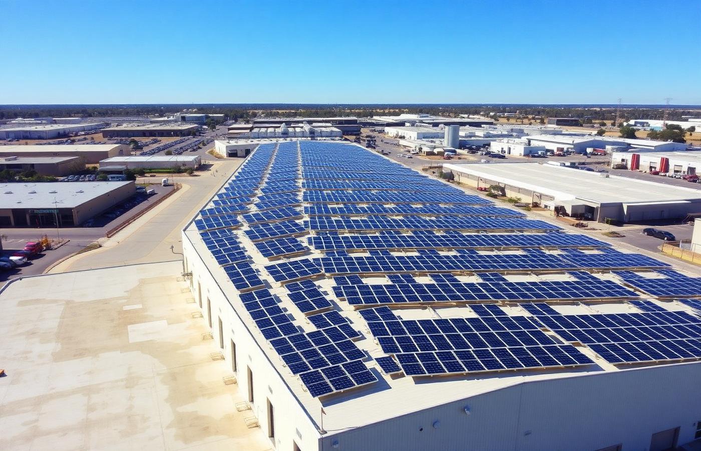 Large commercial rooftop solar installation